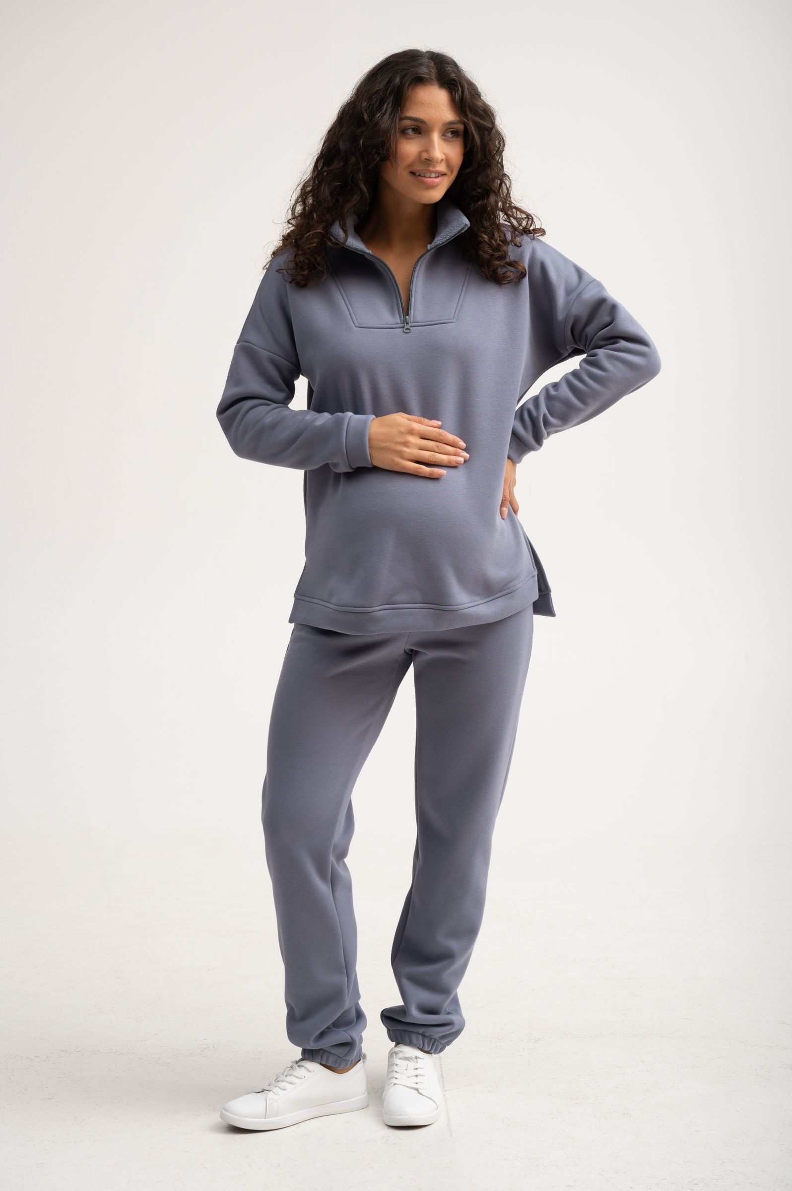 Костюм для беременных мм913 флисовый серый