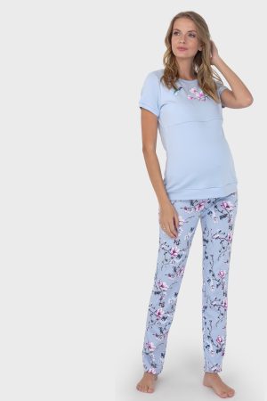 Комплект для дома "Стив" для беременных и кормящих; цвет: небесный