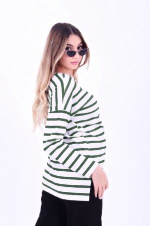 Лонгслив для беременных и кормящих VL4113 рубчик зел.полоска