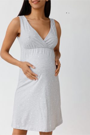 Ночная сорочка "Оливия" для беременных и кормящих; цвет: серый