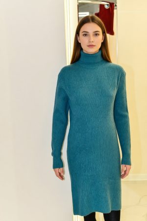 Платье для беременых 6022# вязаное с высоким горлом
