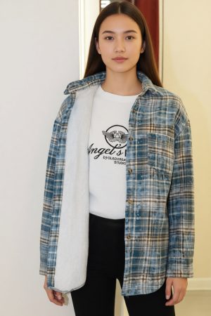 Рубашка для беременных 8803 фланель на меху