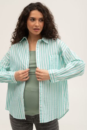 Рубашка для беременных кк1951 оверсайз полоски