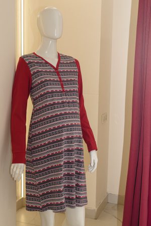 Сорочка для беременных и кормящих арт. 601/1 бордовый орнамент