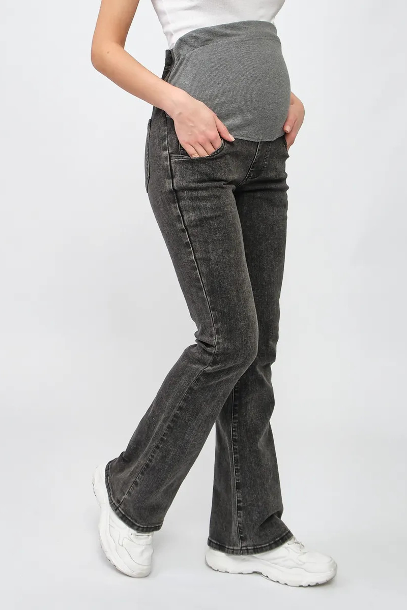 Джинсы-клёш для беременных 2519# т.серый — изображение 4