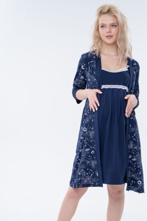 Комплект для беременных и кормящих мм266 в роддом т.синий/звёзды