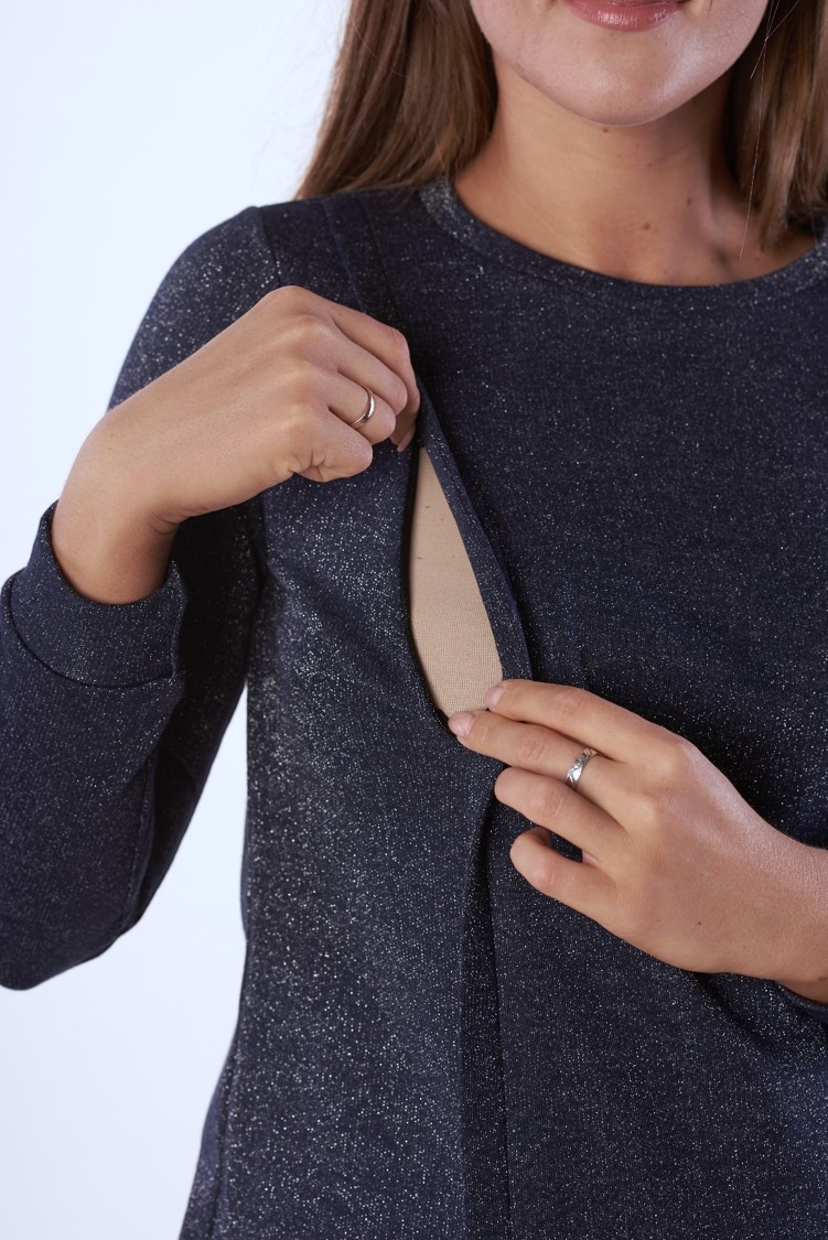 Свитшот для беременных и кормящих мм318 т.синий/люрекс — изображение 2