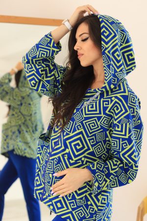 Толстовка для беременных и кормящих ст904 двунитка электрик/ромбы