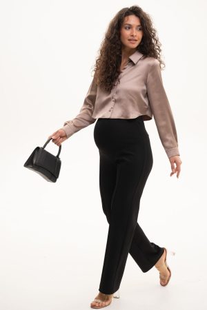 Брюки для беременных мм817 премиум джерси стрелки чёрный