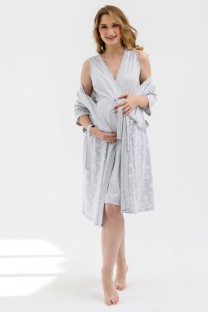 Комплект в роддом Дочки-сыночки звёзды св.серый