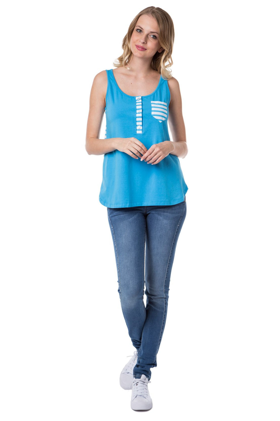 Майка Тенерифе в голубую полоску для беременных и кормящих 1