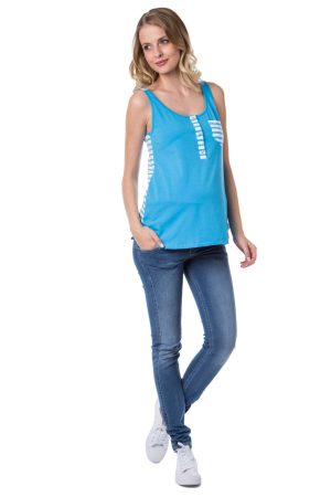 Майка для беременных и кормящих Тенерифе голубая полоска