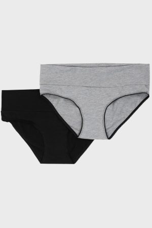 Набор трусов "Лика 2 шт" для беременных; цвет: серый/черный