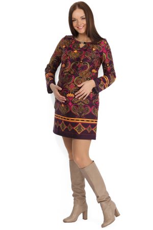 Платье "Сильва" фиолетовое с орнаментом для беременных