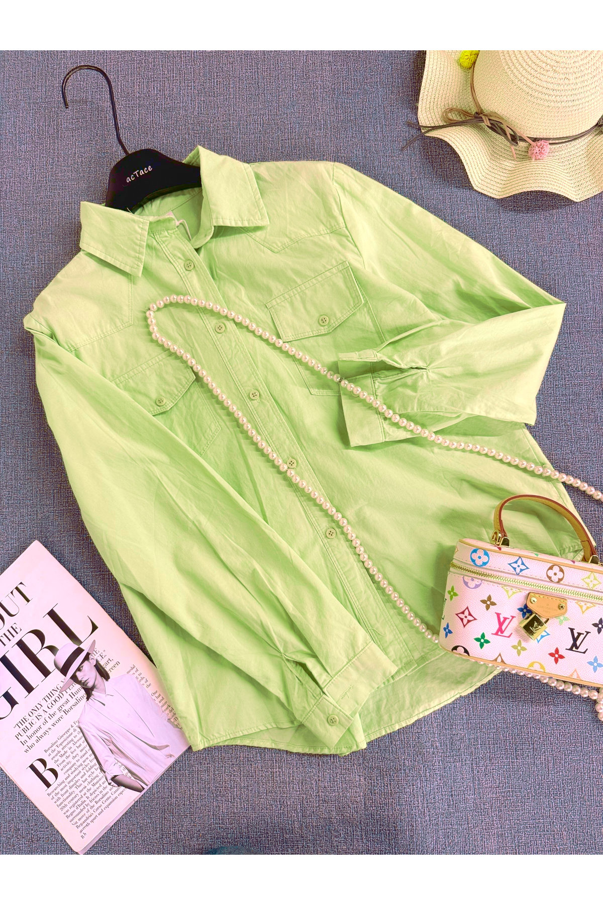 Рубашка женская 8805# Сафари салатовый