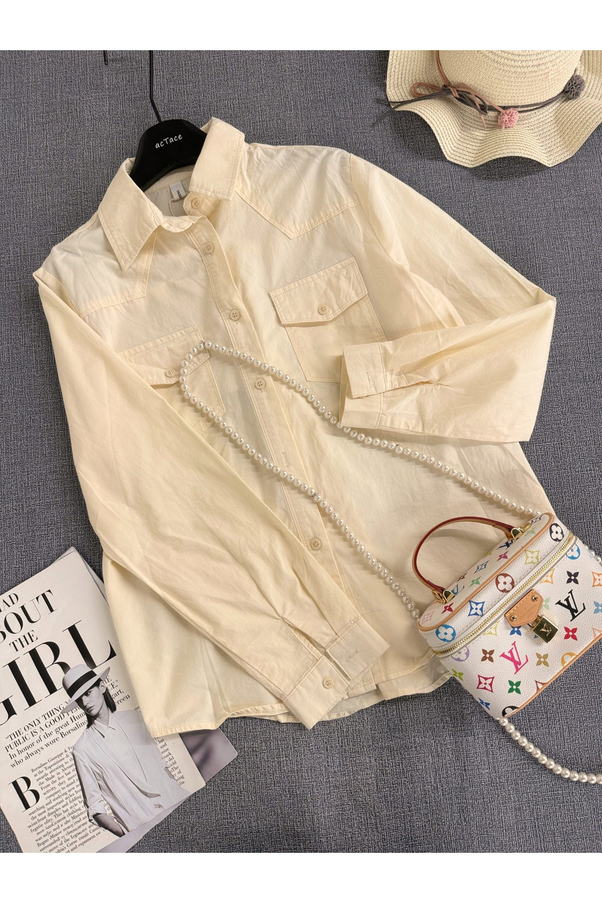 Рубашка женская 8805# Сафари сливочный