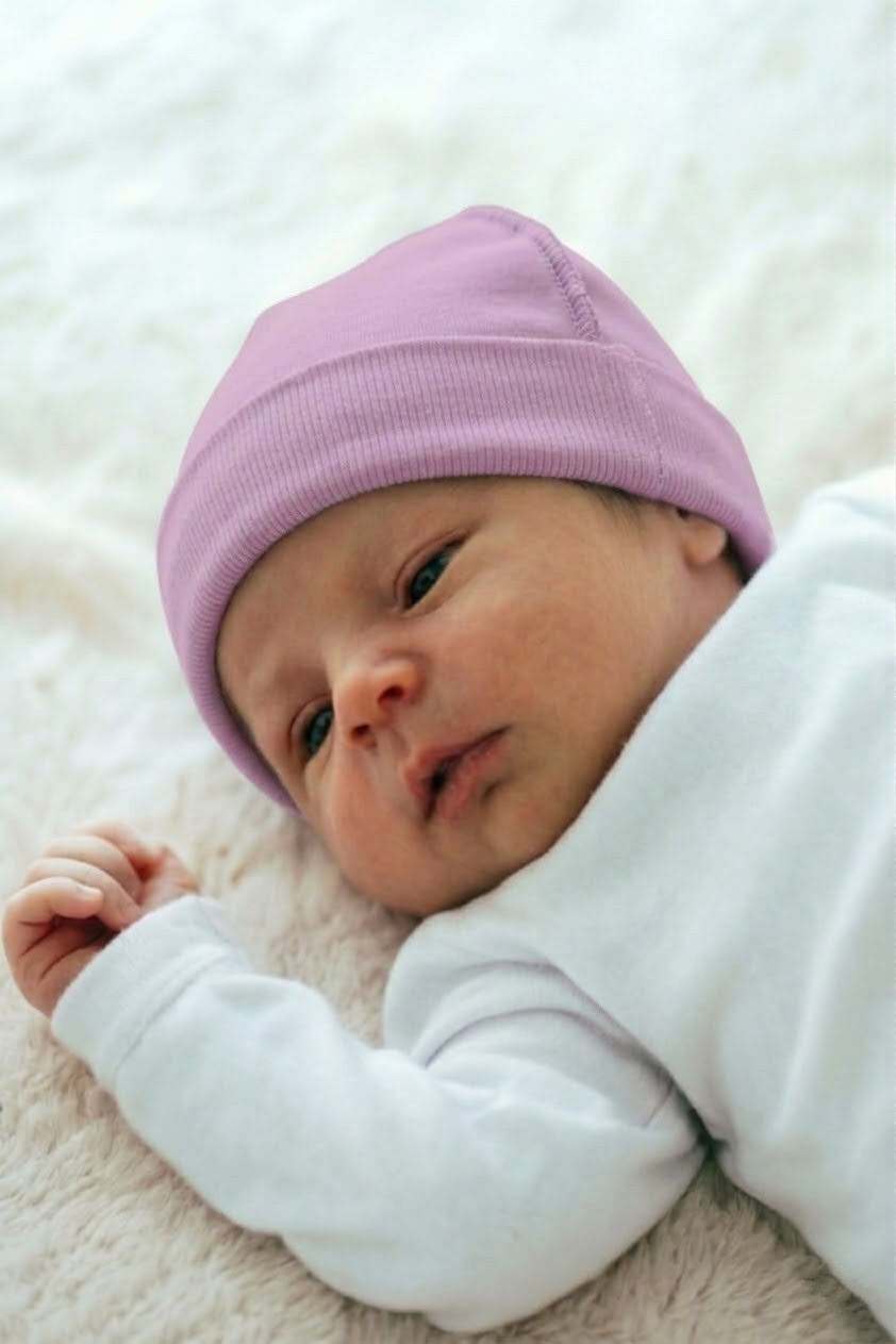 Шапочка для новорожденных тонкая лиловый 1