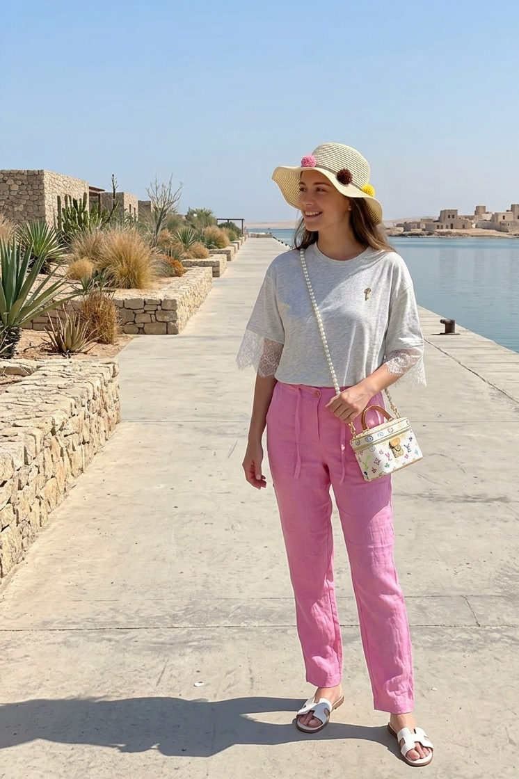 Брюки для беременных 2312.790 лён розовый 2