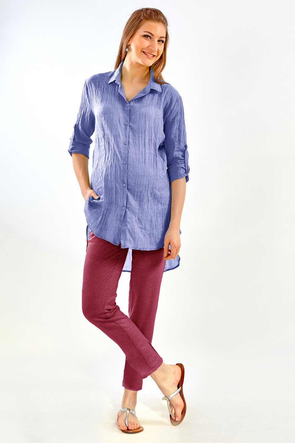 Брюки для беременных лён арт.536.4А Л-271 бордо 1