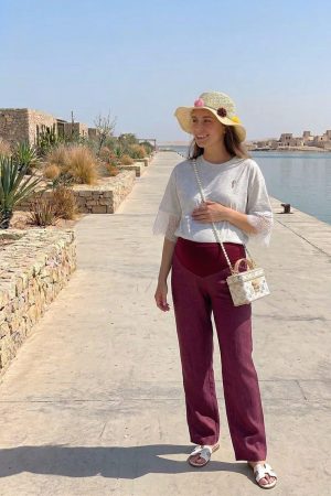 Брюки для беременных лён арт.536.4А Л-271 бордо