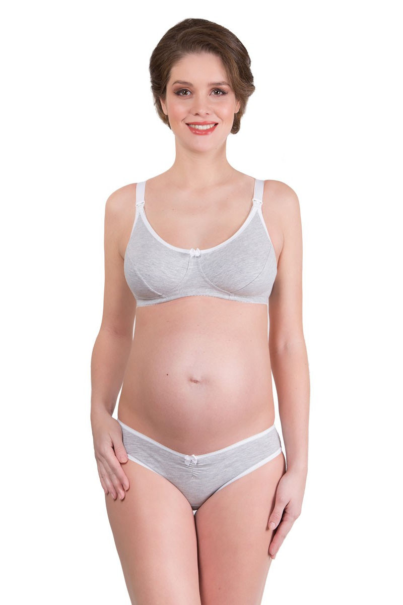 Бюстгальтер для беременных и кормящих цвет серый меланж 307B-04 3