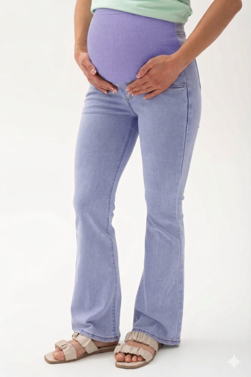 Джинсы для беременных клёш Y6881 св.голубой 2