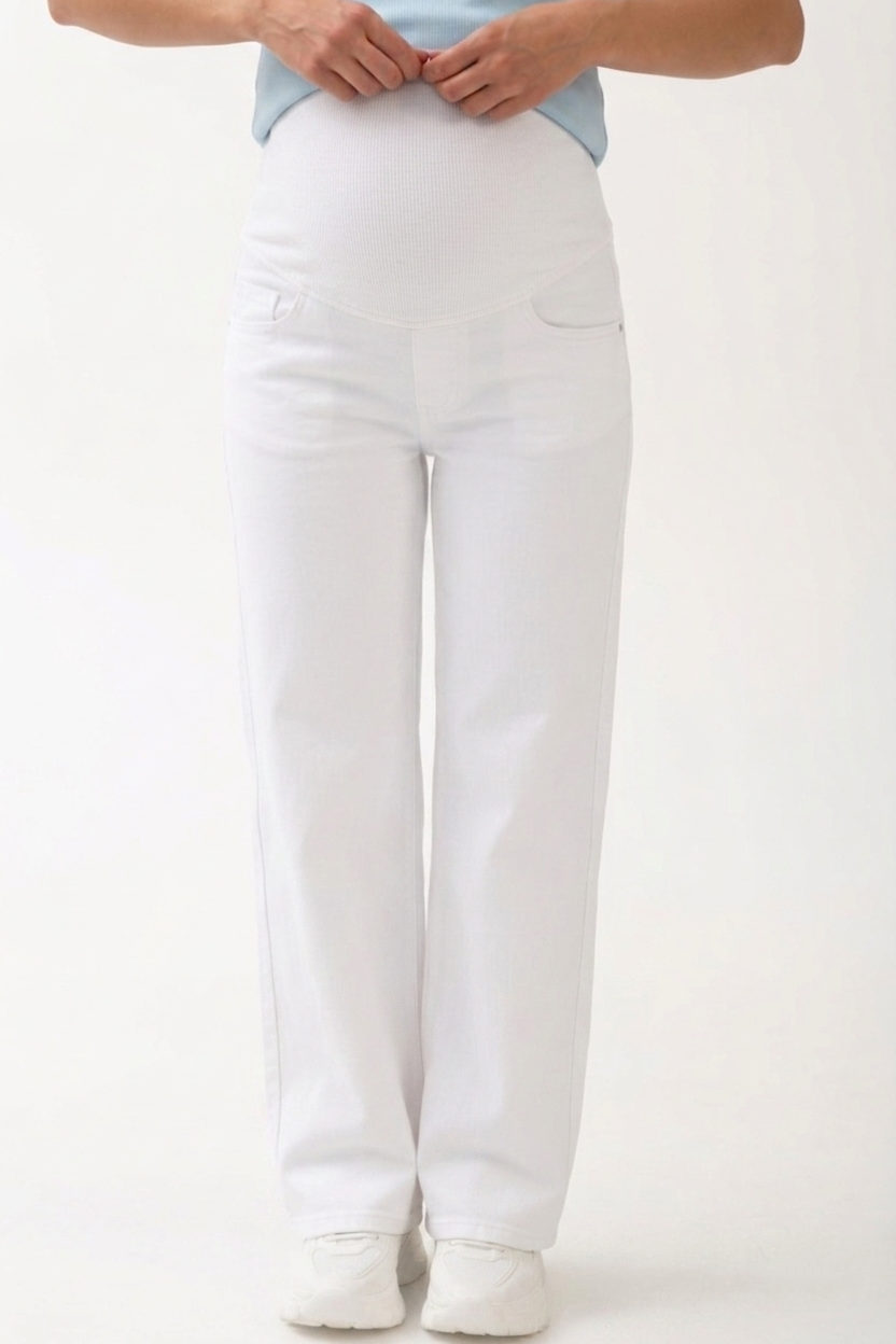 Джинсы для беременных палаццо 8619# молоко 3