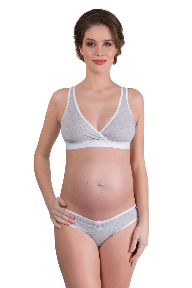 Топ для беременных и кормящих 302-04 серый меланж 3